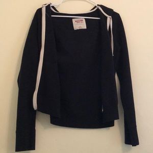 Black Zip-Up Drawstring Hoodie
